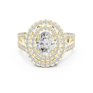 Luminary Oval Brilliant Double Halo Statement Ring - Image 2