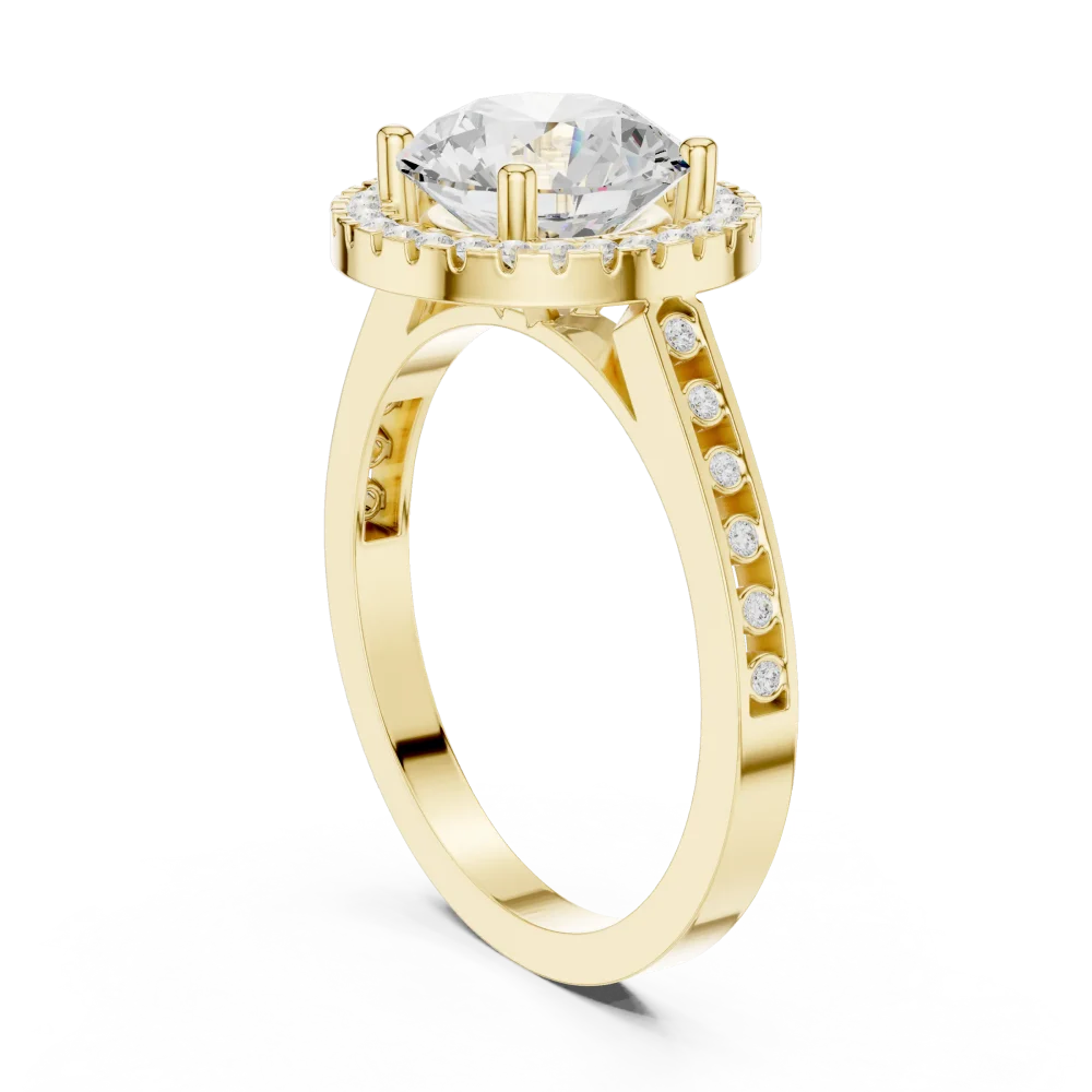 Luminary Round Brilliant Pavé Halo Solitaire Ring - Image 3