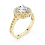 Luminary Round Brilliant Pavé Halo Solitaire Ring