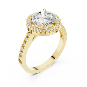Luminary Round Brilliant Pavé Halo Solitaire Ring
