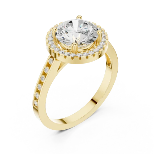Luminary Round Brilliant Pavé Halo Solitaire Ring
