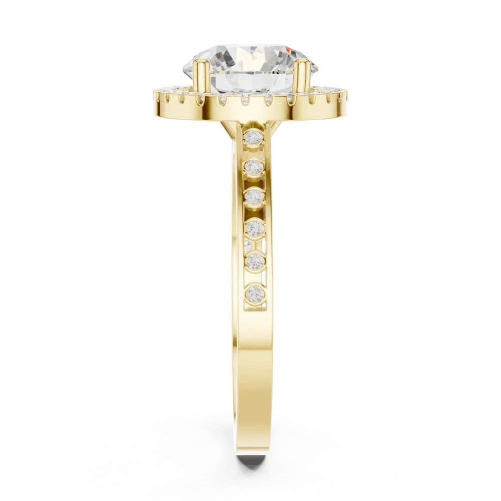Luminary Round Brilliant Pavé Halo Solitaire Ring - Image 4