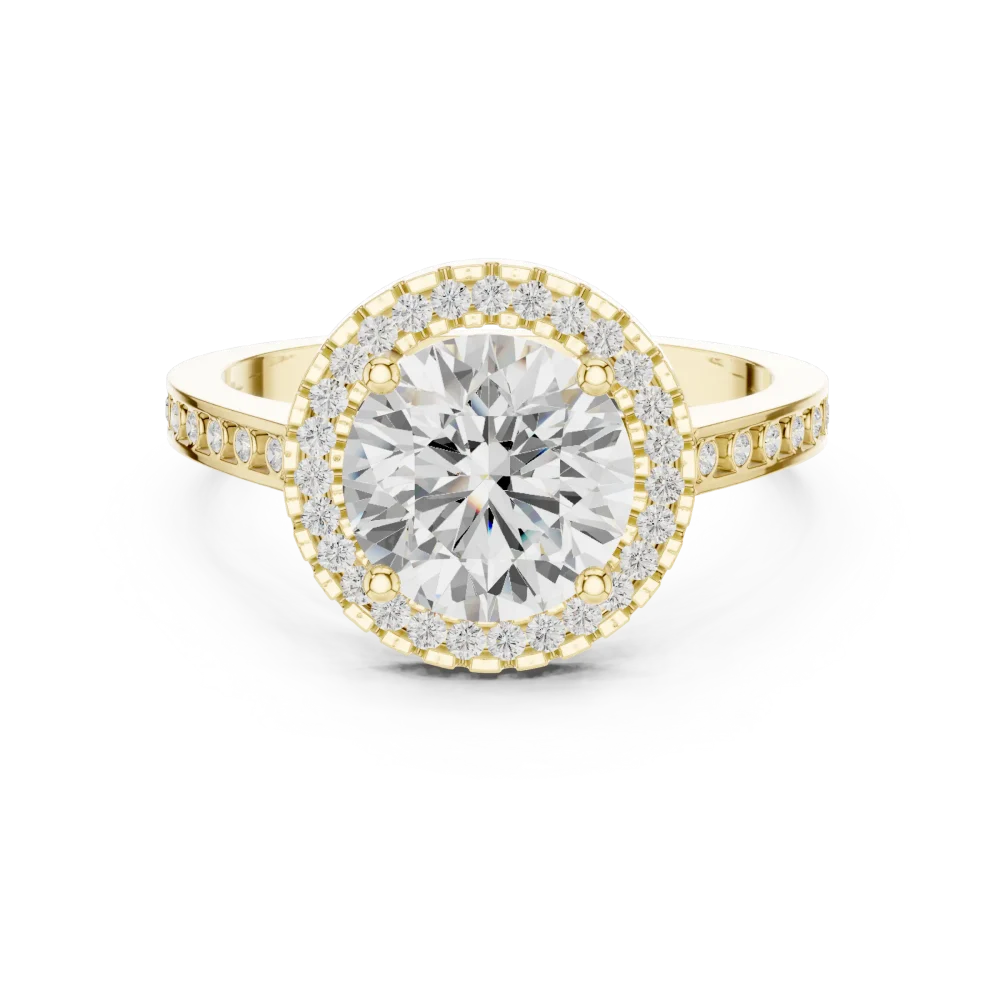 Luminary Round Brilliant Pavé Halo Solitaire Ring - Image 2