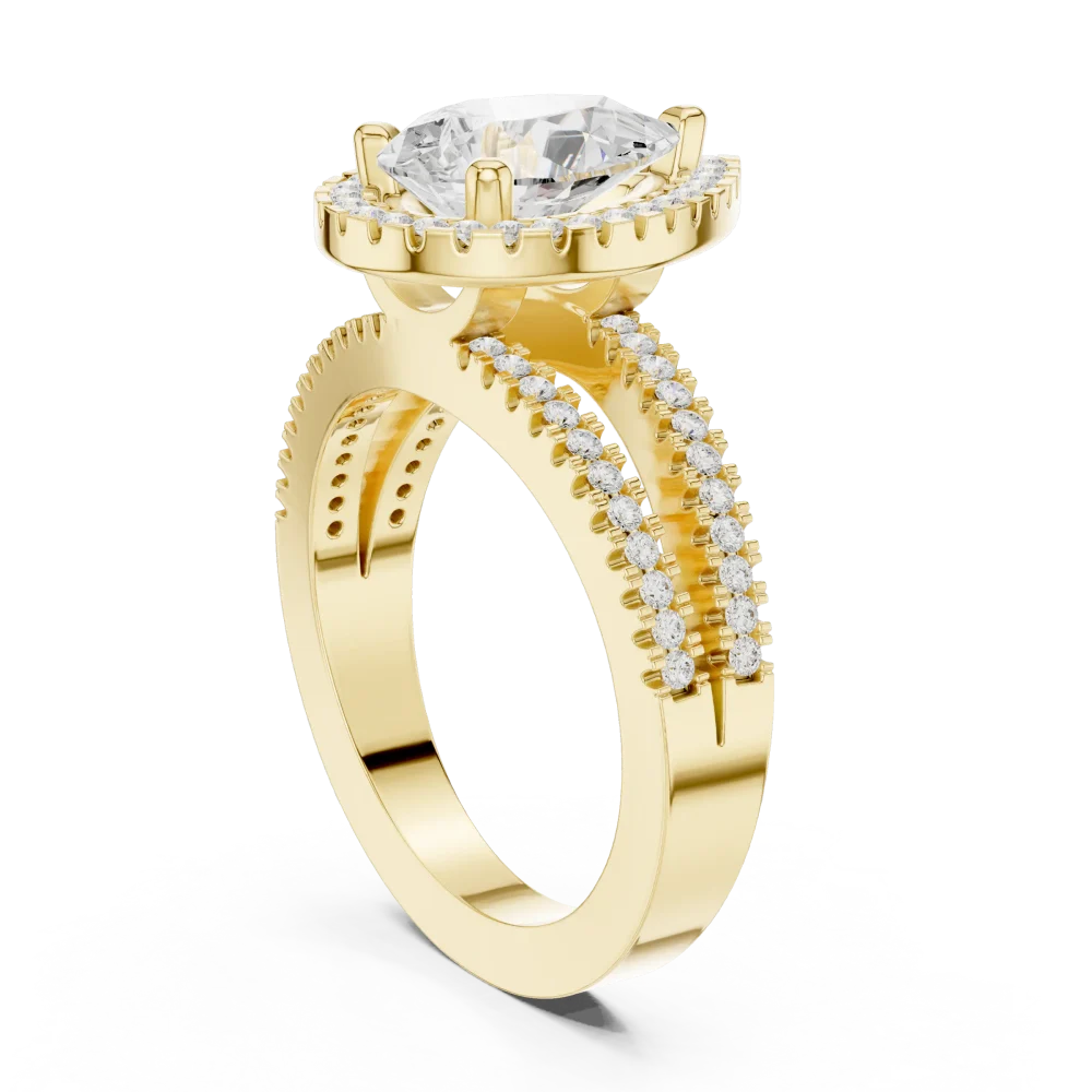 Ethereal Pear Cut Solitaire Halo Engagement Ring - Image 3