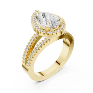 Ethereal Pear Cut Solitaire Halo Engagement Ring
