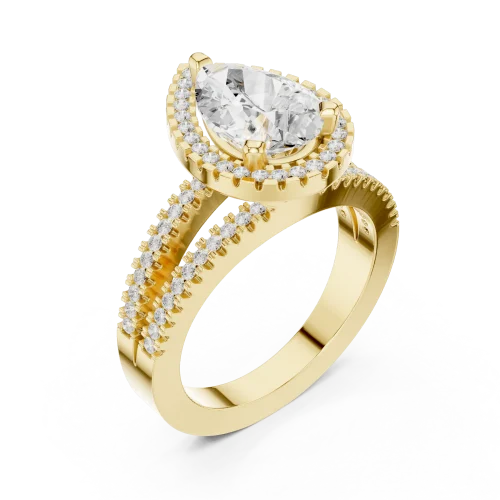 Ethereal Pear Cut Solitaire Halo Engagement Ring