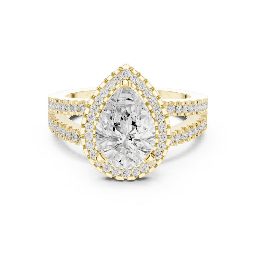 Ethereal Pear Cut Solitaire Halo Engagement Ring - Image 2