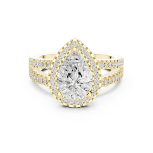 Ethereal Pear Cut Solitaire Halo Engagement Ring - Image 2