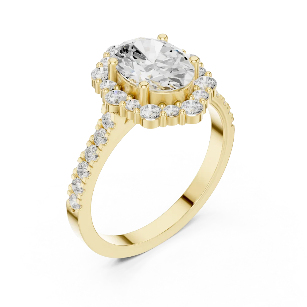 Discover the radiant beauty of our oval halo ring, adorned with shimmering DIAMEUR lab-grown diamonds. A modern classic for your collection. Shop now.