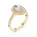 Luminous Oval Halo Pavé-Set Engagement Ring