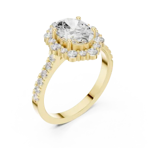 Luminous Oval Halo Pavé-Set Engagement Ring