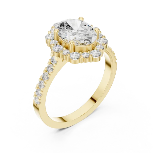 Luminous Oval Halo Pavé-Set Engagement Ring