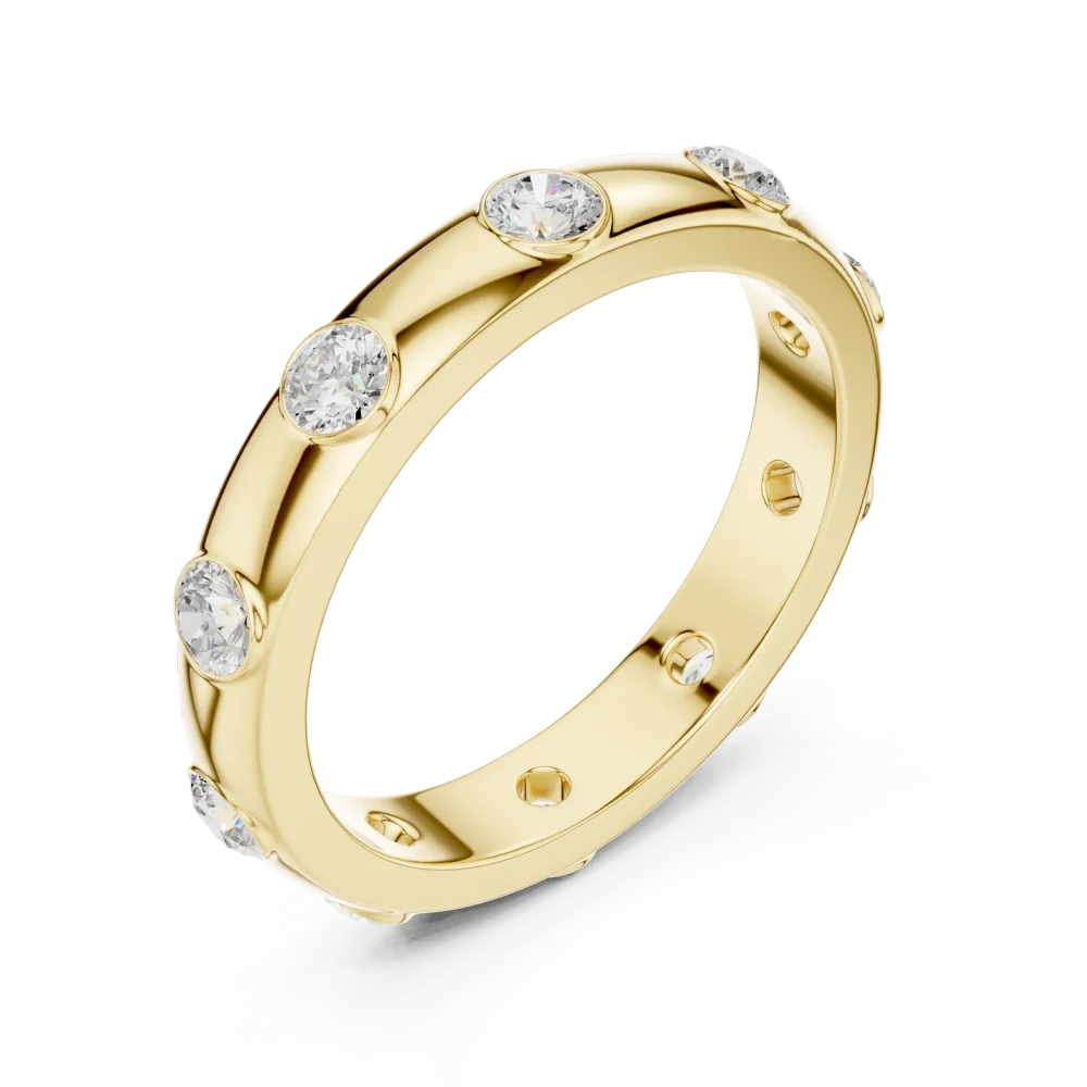 Discover the radiant glow of this bezel-set eternity band, featuring brilliant-cut DIAMEUR diamonds. Elevate your style with this modern classic today.