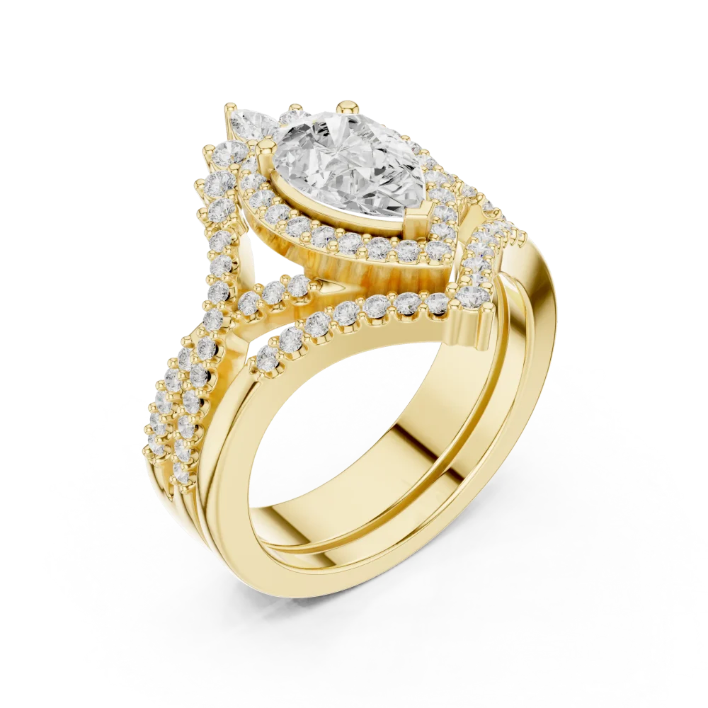 Elevate your ensemble with this brilliant cluster chevron ring, featuring scintillating lab-grown DIAMEUR diamonds. Experience true modern luxury today.
