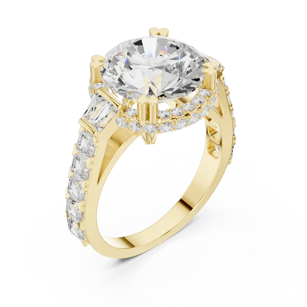 Experience the radiant allure of our DIAMEUR Solitaire ring, featuring a brilliant-cut center stone and luxe accents. Elevate your collection today.