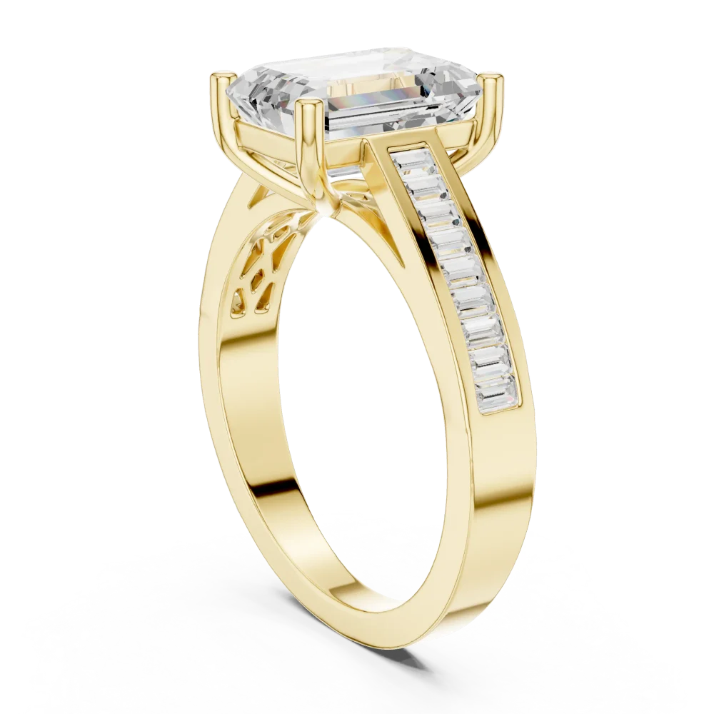 Architectural Emerald and Baguette Linear Cluster Ring - Image 3