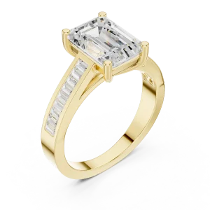 Architectural Emerald and Baguette Linear Cluster Ring