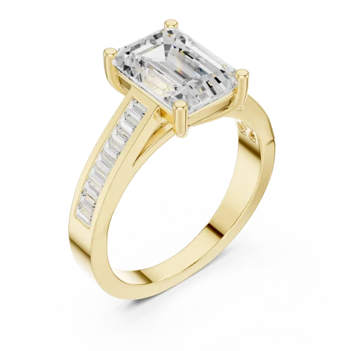 Architectural Emerald and Baguette Linear Cluster Ring