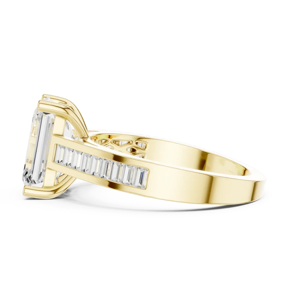 Architectural Emerald and Baguette Linear Cluster Ring - Image 4