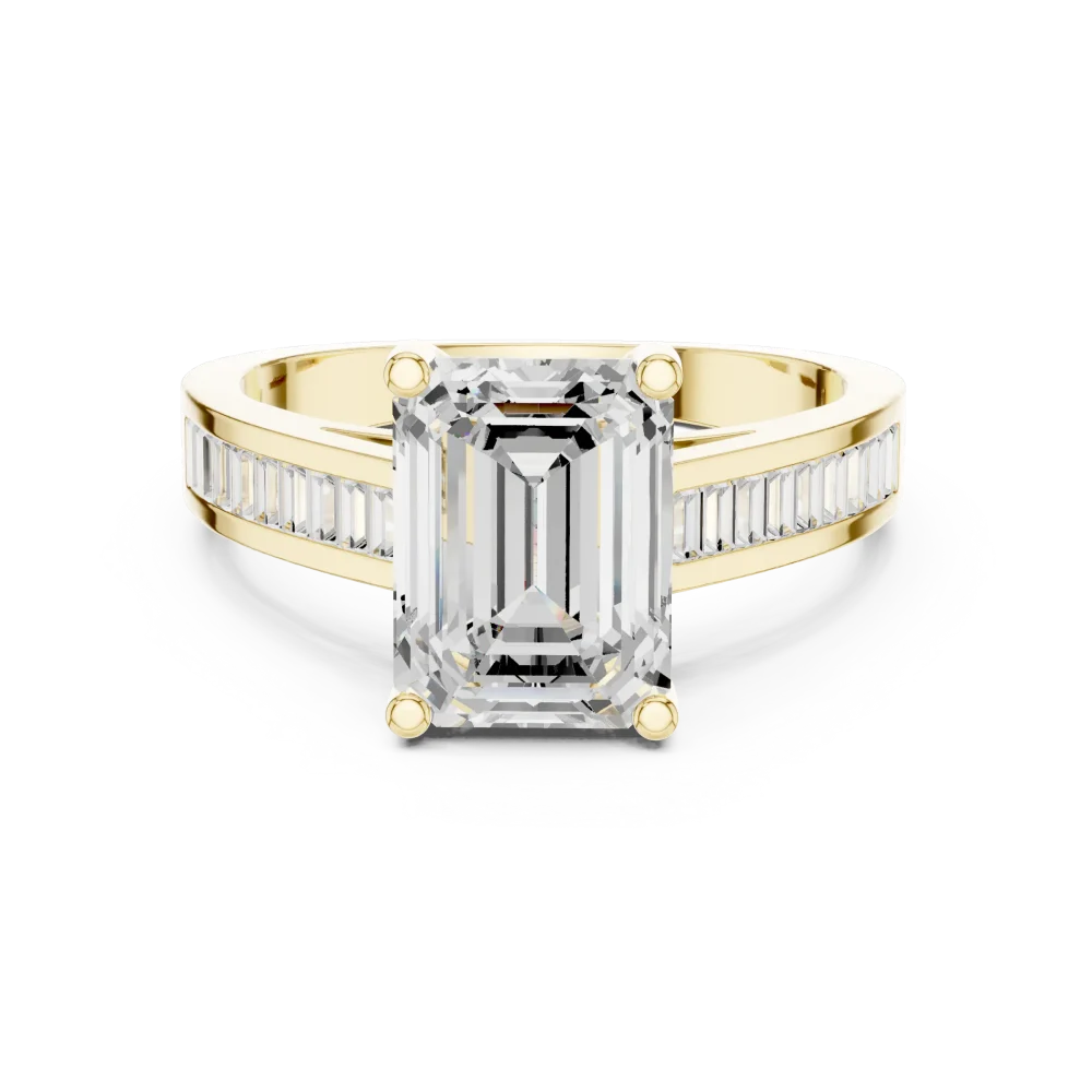 Architectural Emerald and Baguette Linear Cluster Ring - Image 2