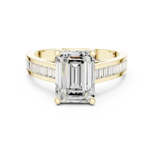 Architectural Emerald and Baguette Linear Cluster Ring - Image 2