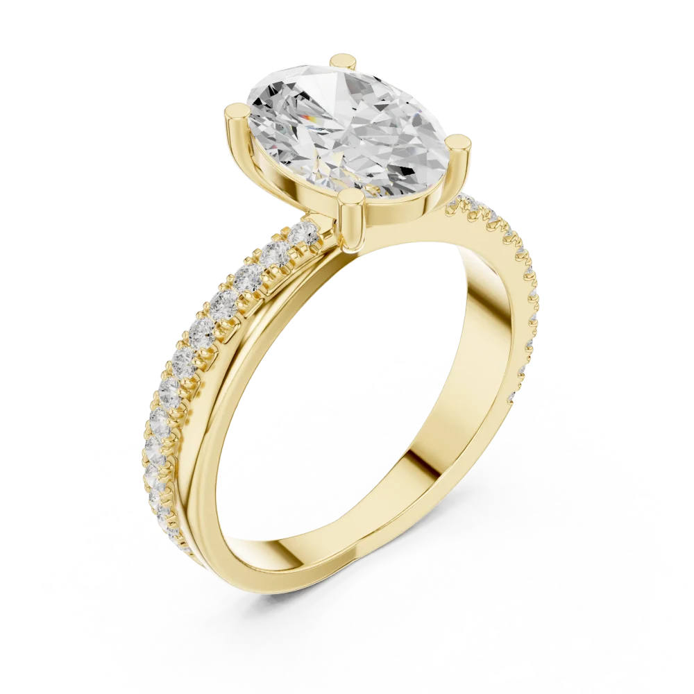 Discover the radiant brilliance of our oval-cut DIAMEUR lab-grown diamond ring, featuring an intricate pavé band. Elevate your style today.