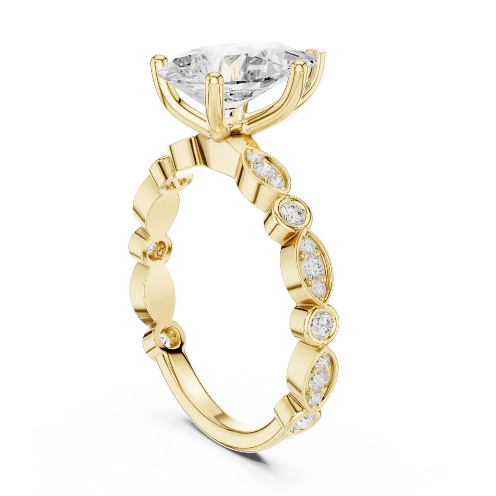 Ethereal Pear Solitaire Ring with Delicate Pavé Accents - Image 3