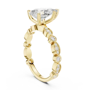 Ethereal Pear Solitaire Ring with Delicate Pavé Accents - Image 3