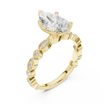 Ethereal Pear Solitaire Ring with Delicate Pavé Accents