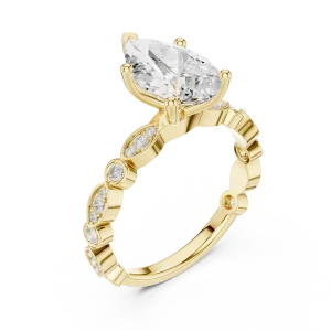 Ethereal Pear Solitaire Ring with Delicate Pavé Accents