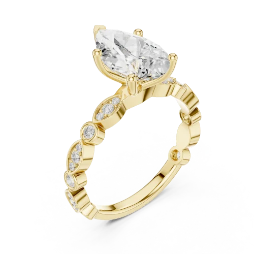 Ethereal Pear Solitaire Ring with Delicate Pavé Accents