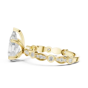 Ethereal Pear Solitaire Ring with Delicate Pavé Accents - Image 4