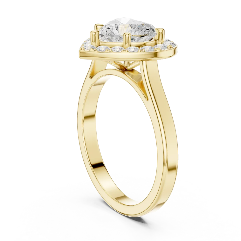 Ethereal Heart Solitaire Halo Engagement Ring - Image 3