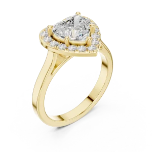 Ethereal Heart Solitaire Halo Engagement Ring