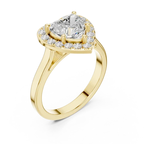 Ethereal Heart Solitaire Halo Engagement Ring