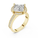Luminary Princess Cut Solitaire Geometric Pavé Ring