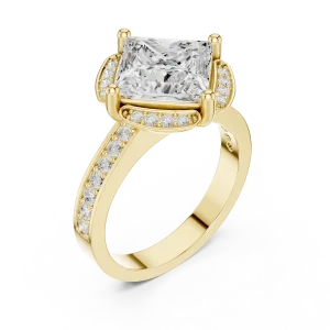 Luminary Princess Cut Solitaire Geometric Pavé Ring