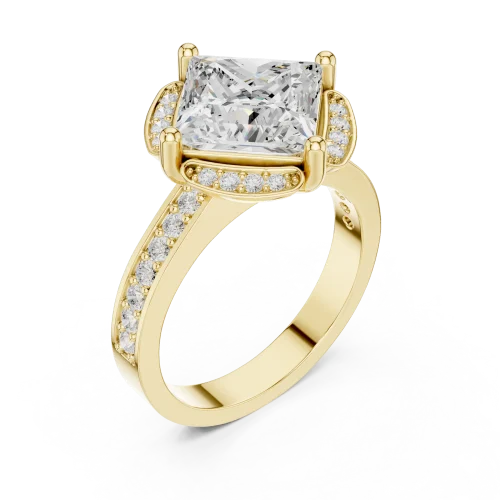 Luminary Princess Cut Solitaire Geometric Pavé Ring