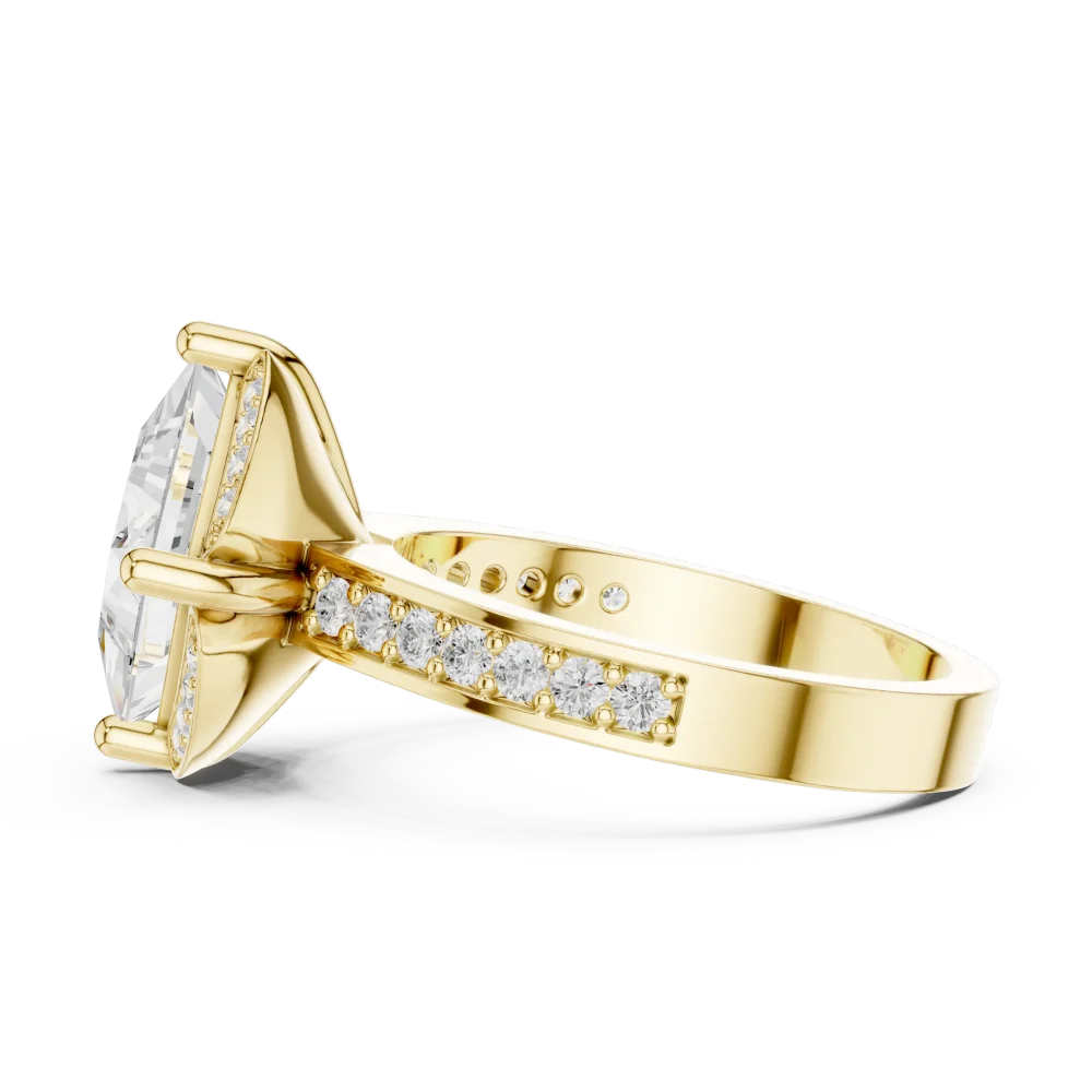 Luminary Princess Cut Solitaire Geometric Pavé Ring - Image 4