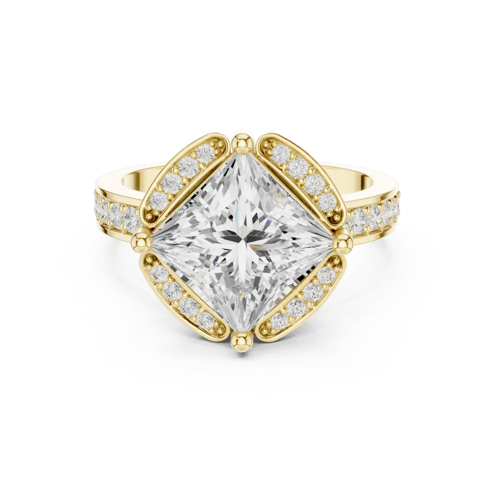 Luminary Princess Cut Solitaire Geometric Pavé Ring - Image 2