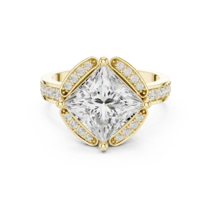 Luminary Princess Cut Solitaire Geometric Pavé Ring - Image 2