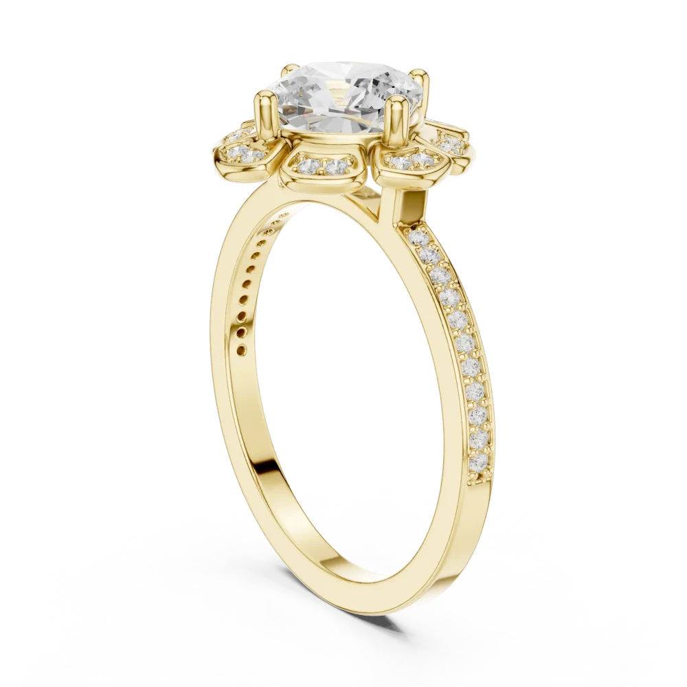 Ethereal Cushion Cut Solitaire Halo Engagement Ring - Image 3