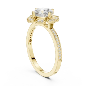 Ethereal Cushion Cut Solitaire Halo Engagement Ring - Image 3