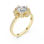 Ethereal Cushion Cut Solitaire Halo Engagement Ring