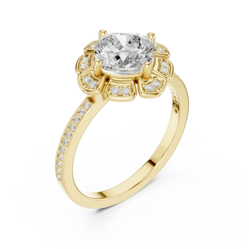 Ethereal Cushion Cut Solitaire Halo Engagement Ring