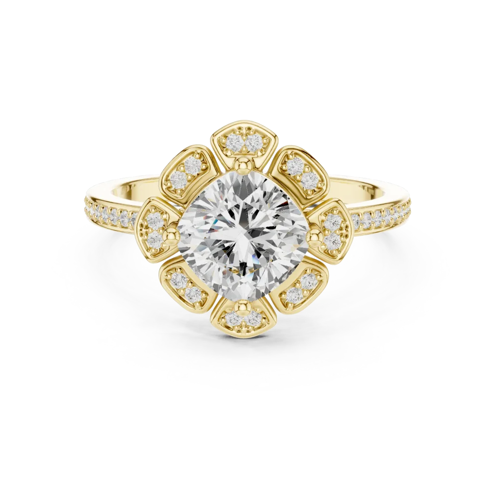 Ethereal Cushion Cut Solitaire Halo Engagement Ring - Image 2
