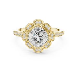 Ethereal Cushion Cut Solitaire Halo Engagement Ring - Image 2