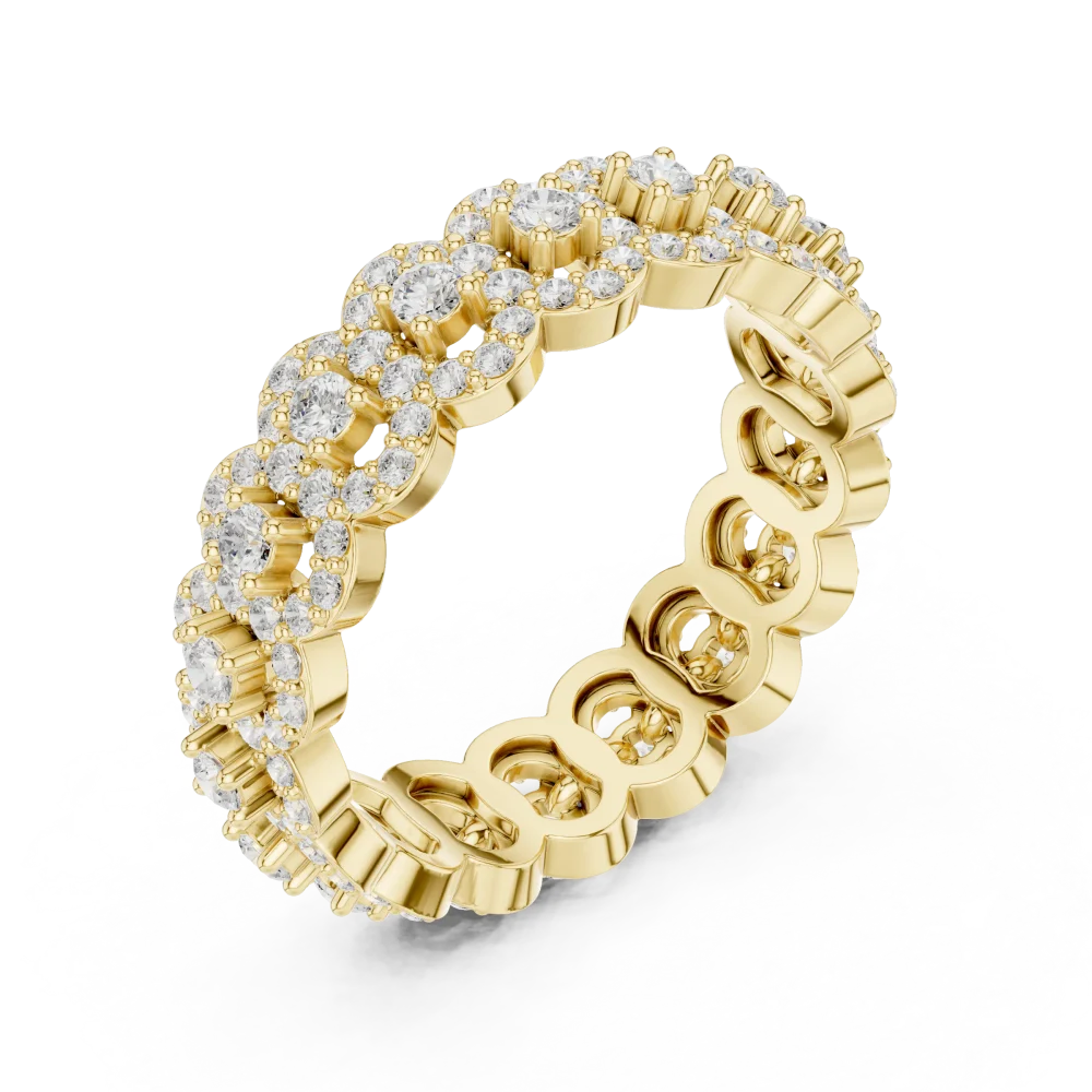 Adorn your hand with the radiance of 162 lab-grown DIAMEUR diamonds. This brilliant-cut eternity band offers timeless sophistication. Shop the look today.