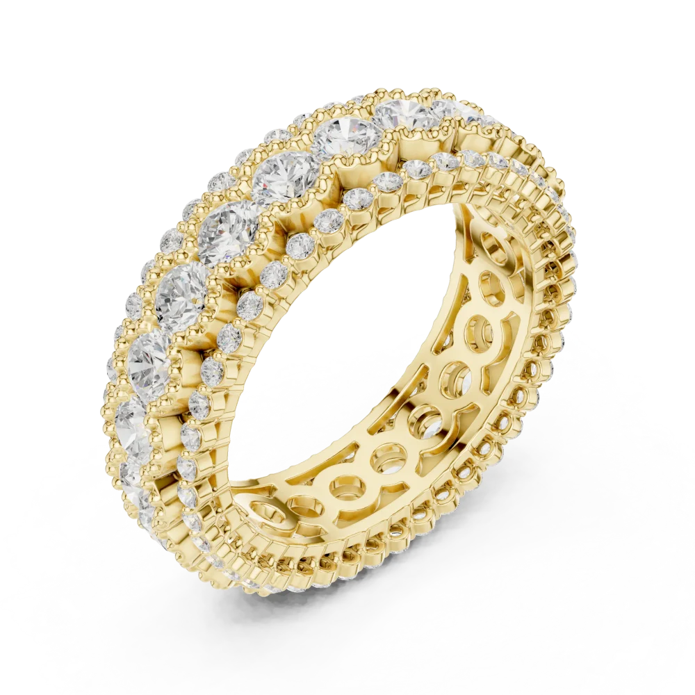 Experience the brilliant sparkle of our multi-row pavé band. Featuring premium DIAMEUR lab-grown diamonds, this modern classic is designed to shine. Shop now.