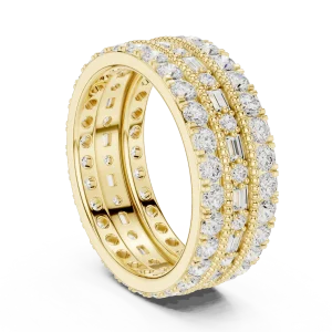 Linear Mosaic Round and Baguette Multi-Row Eternity Band - Image 3